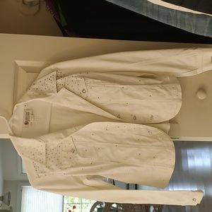 White rhinestones Jean jacket xs